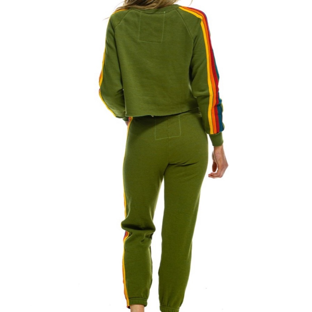 Aviator nation olive stripe sweatsuit